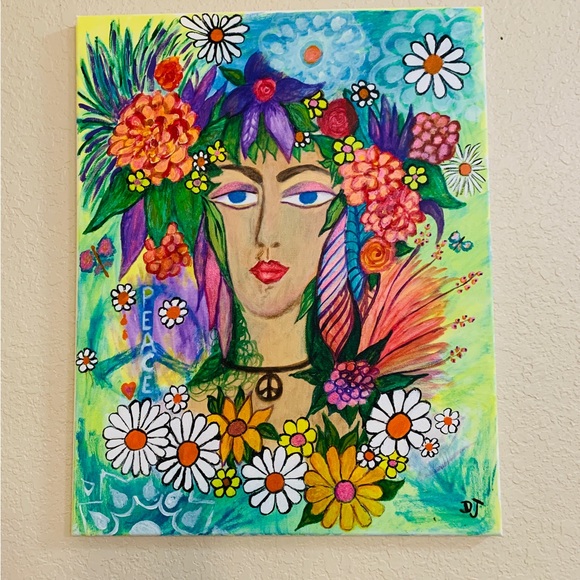 Hand Crafted Acrylic Painting of a cool chic from the 60’s. - Picture 2 of 3